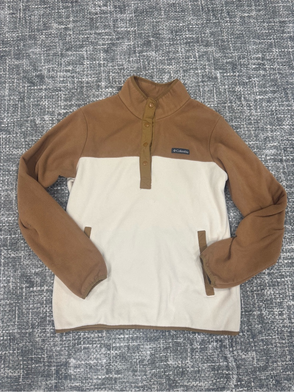 Columbia Fleece Jacket — Brown & Light Blue Tag